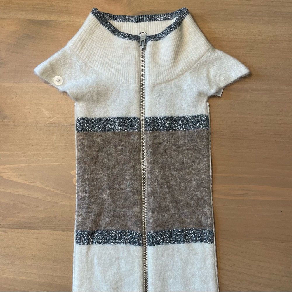 Veronica Beard Cream and Gray Zip-Up Dickey